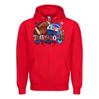 Red Touchdown season American Football blue team color Zipper Hoodie - HowdyJamesFarm