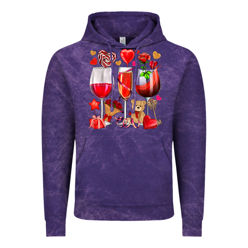 Valentines Day Wine Glasses Vintage Hoodie by NancyCooperArtShop | Teevron