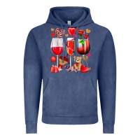 Vintage Denim valentines day wine glasses Vintage Hoodie - NancyCooperArtShop