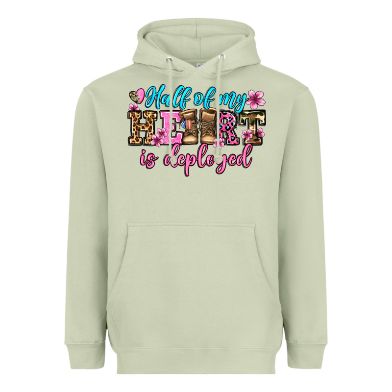 Half Of My Haert Is Deployed Olivia Heavyweight Hoodie by OliviaCreatesArt | Teevron
