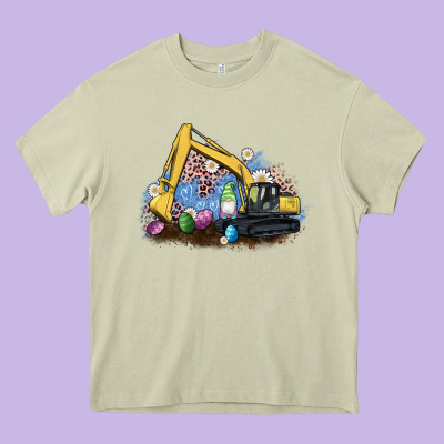 Easter Excavator Gnome Egg Leopard Heavy Core Tee Designed By Artiststas