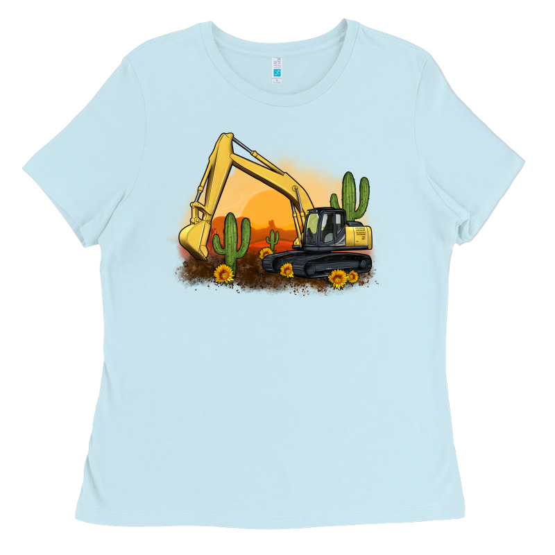 Excavator Cactus Sunflower Sunset Ladies Tee by Artiststas | Teevron