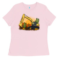 Bubblegum Pink excavator cactus sunflower sunset Ladies Tee - Artiststas