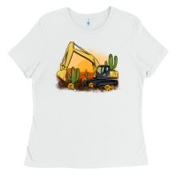 White excavator cactus sunflower sunset Ladies Tee - Artiststas
