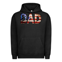Pigment Black American Flag Dad 4th of July Urban Hoodie - LillyAllenDesigns