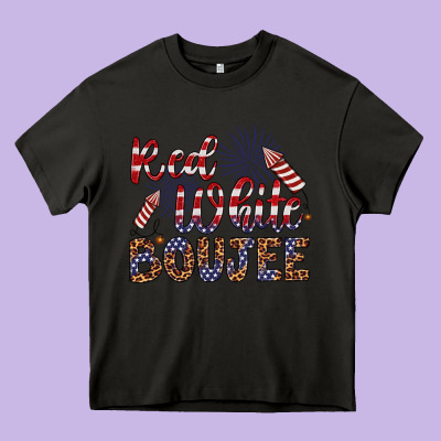 Red White Boujee Heavy Core Tee Designed By Artiststas