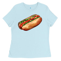 Baby Blue American hot dog Ladies Tee - AdoDesignShop