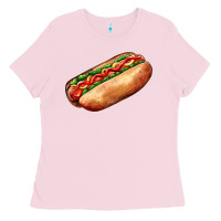 Bubblegum Pink American hot dog Ladies Tee - AdoDesignShop