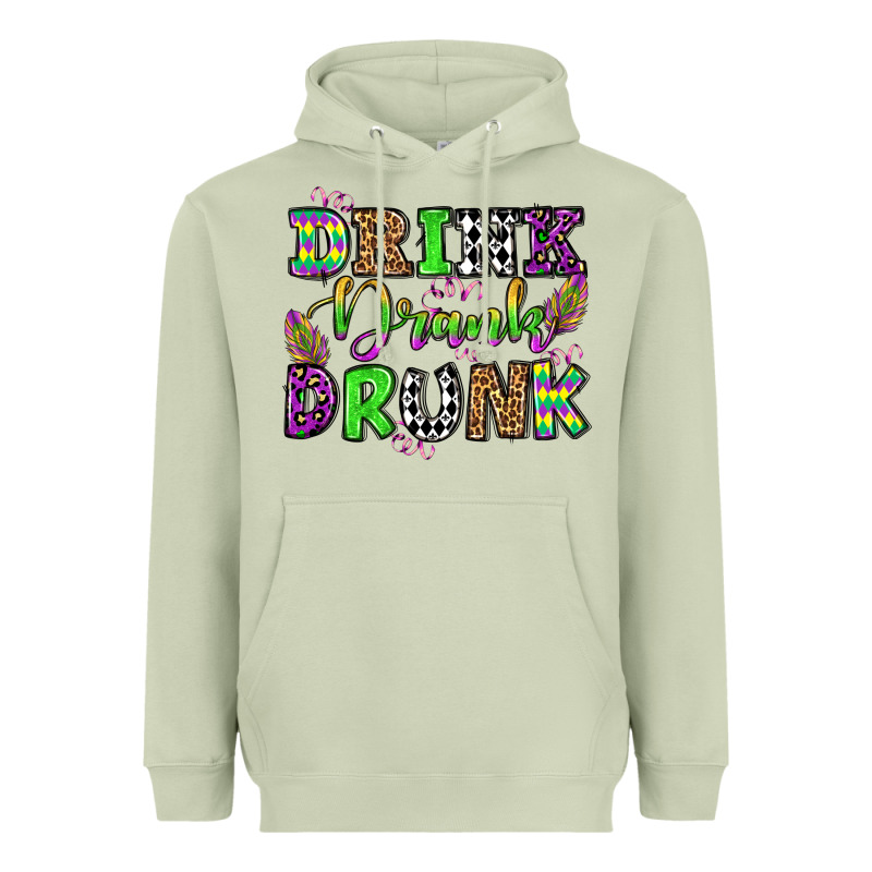 Drink Drank Drunk Mardi Gras Olivia Heavyweight Hoodie by OliviaCreatesArt | Teevron