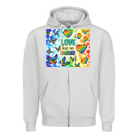 Dove Grey love has no gender Zipper Hoodie - TumblerDesignByShophia