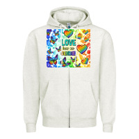 Oatmeal Heather love has no gender Zipper Hoodie - TumblerDesignByShophia