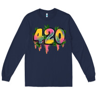Navy 420 cannabis Long Sleeve Tee - Artiststas