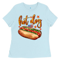 Baby Blue hot dog Ladies Tee - AdoDesignShop