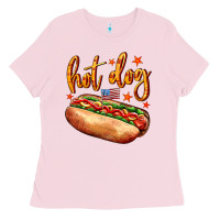 Bubblegum Pink hot dog Ladies Tee - AdoDesignShop