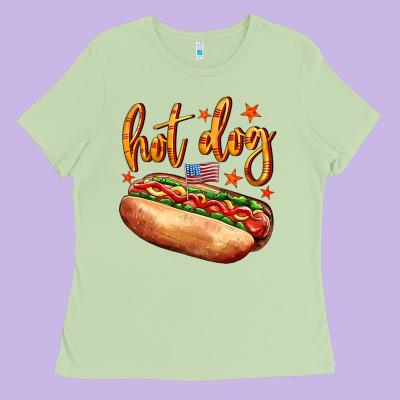 Hot Dog Ladies Tee Designed By Adodesignshop