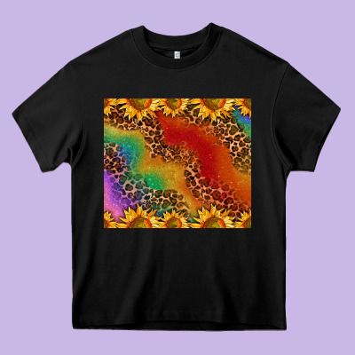 Pride Sunflower  Rainbow Leopard Heavy Core Tee Designed By Adodesignshop