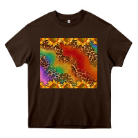 Chocolate Brown pride sunflower  rainbow leopard Heavy Core Tee - AdoDesignShop