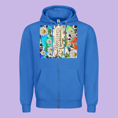 Human With Daisies Zipper Hoodie Designed By Tumblerdesignbyshophia