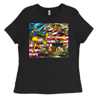 Excavator American Flag Ladies Tee | Teevron