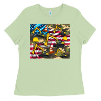 Matcha excavator American flag Ladies Tee - Artiststas