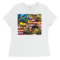 White excavator American flag Ladies Tee - Artiststas
