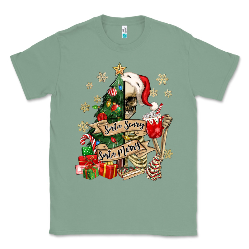 Sorta Scary Sorta Merry Skeleton Christmas Tree Classic Tee by MaliasSmallBusiness | Teevron