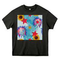 Asphalt patriotic fireworks and sunflower Heavy Core Tee - BundleAndBundleShop