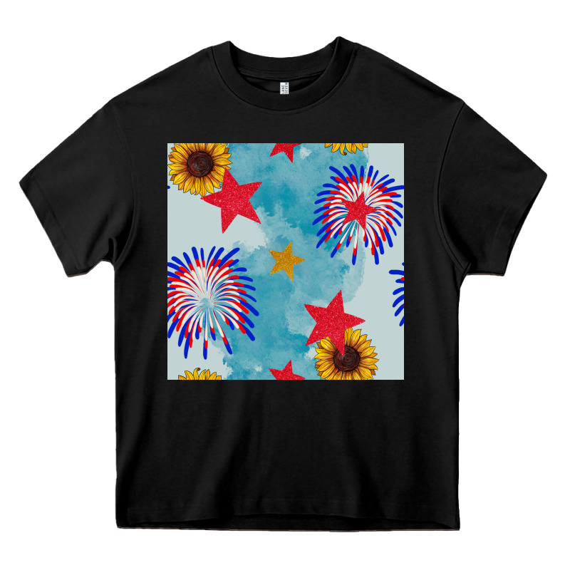Patriotic Fireworks And Sunflower Heavy Core Tee by BundleAndBundleShop | Teevron