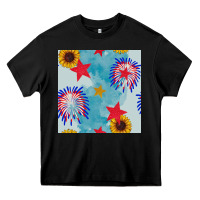 Black patriotic fireworks and sunflower Heavy Core Tee - BundleAndBundleShop