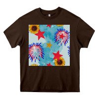 Chocolate Brown patriotic fireworks and sunflower Heavy Core Tee - BundleAndBundleShop