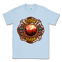 Dusty Blue Western Firefighter Symbol Classic Tee - RanaPortraitStore