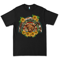 Black scottish calf sunflowers rainbow Premium Tee - BarkalooDesign