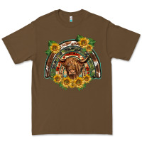Cacao scottish calf sunflowers rainbow Premium Tee - BarkalooDesign