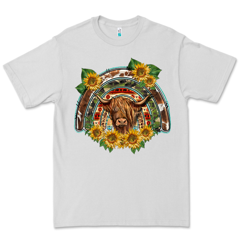 Scottish Calf Sunflowers Rainbow Premium Tee by BarkalooDesign | Teevron