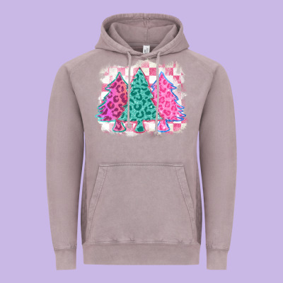 Christmas Leopard Trees Vintage Hoodie Designed By Maliassmallbusiness