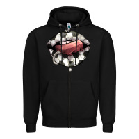 Black Soccer lips Zipper Hoodie - HowdyJamesFarm