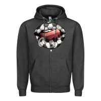 Charcoal Heather Soccer lips Zipper Hoodie - HowdyJamesFarm