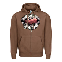 Chestnut Soccer lips Zipper Hoodie - HowdyJamesFarm