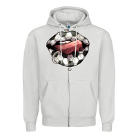 Dove Grey Soccer lips Zipper Hoodie - HowdyJamesFarm