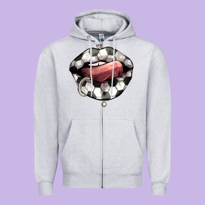 Soccer Lips Zipper Hoodie Designed By Howdyjamesfarm