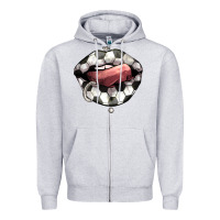 Heather Grey Soccer lips Zipper Hoodie - HowdyJamesFarm