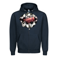 Navy Soccer lips Zipper Hoodie - HowdyJamesFarm