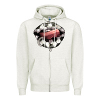 Oatmeal Heather Soccer lips Zipper Hoodie - HowdyJamesFarm