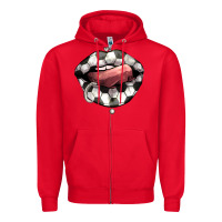 Red Soccer lips Zipper Hoodie - HowdyJamesFarm