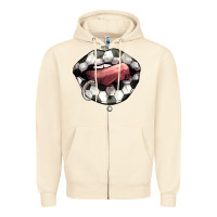 Sandshell Soccer lips Zipper Hoodie - HowdyJamesFarm