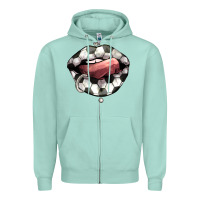 Seafoam Soccer lips Zipper Hoodie - HowdyJamesFarm