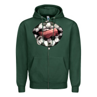 Sports Green Soccer lips Zipper Hoodie - HowdyJamesFarm
