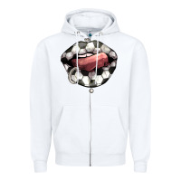 White Soccer lips Zipper Hoodie - HowdyJamesFarm