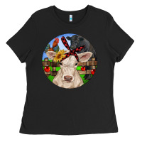 Christmas Charolais Calf Black Angus Bull And Roos Ladies Tee | Teevron