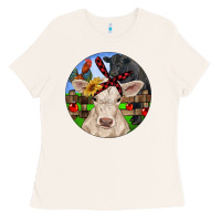 Bone Christmas Charolais Calf Black Angus Bull And Roos Ladies Tee - RanaPortraitStore